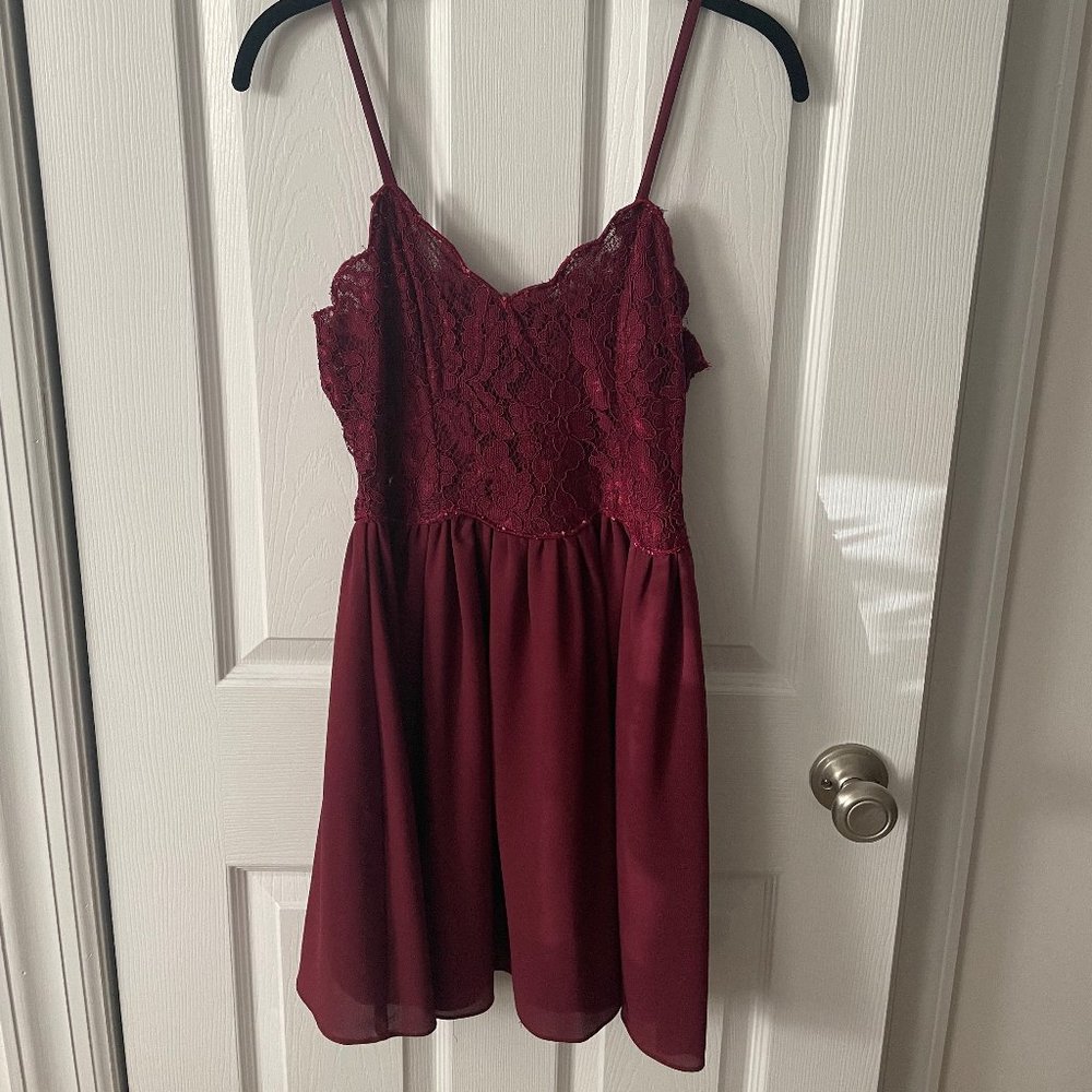 Kimchi Blue Red Lace Skater Dress